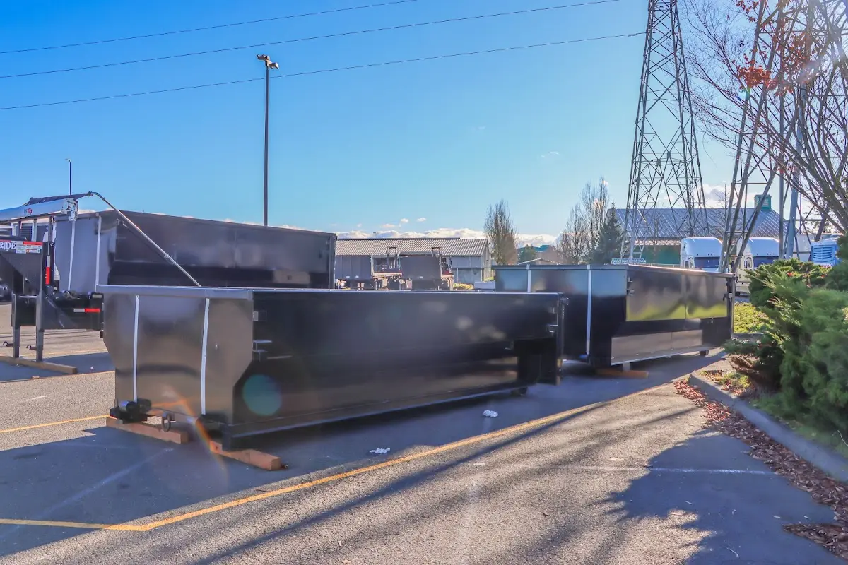Roll-off dumpster ready for waste disposal at job site for Yard Waste Dumpster Rental in Payette